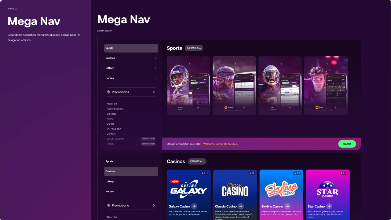 Mega Nav · Button CTAs