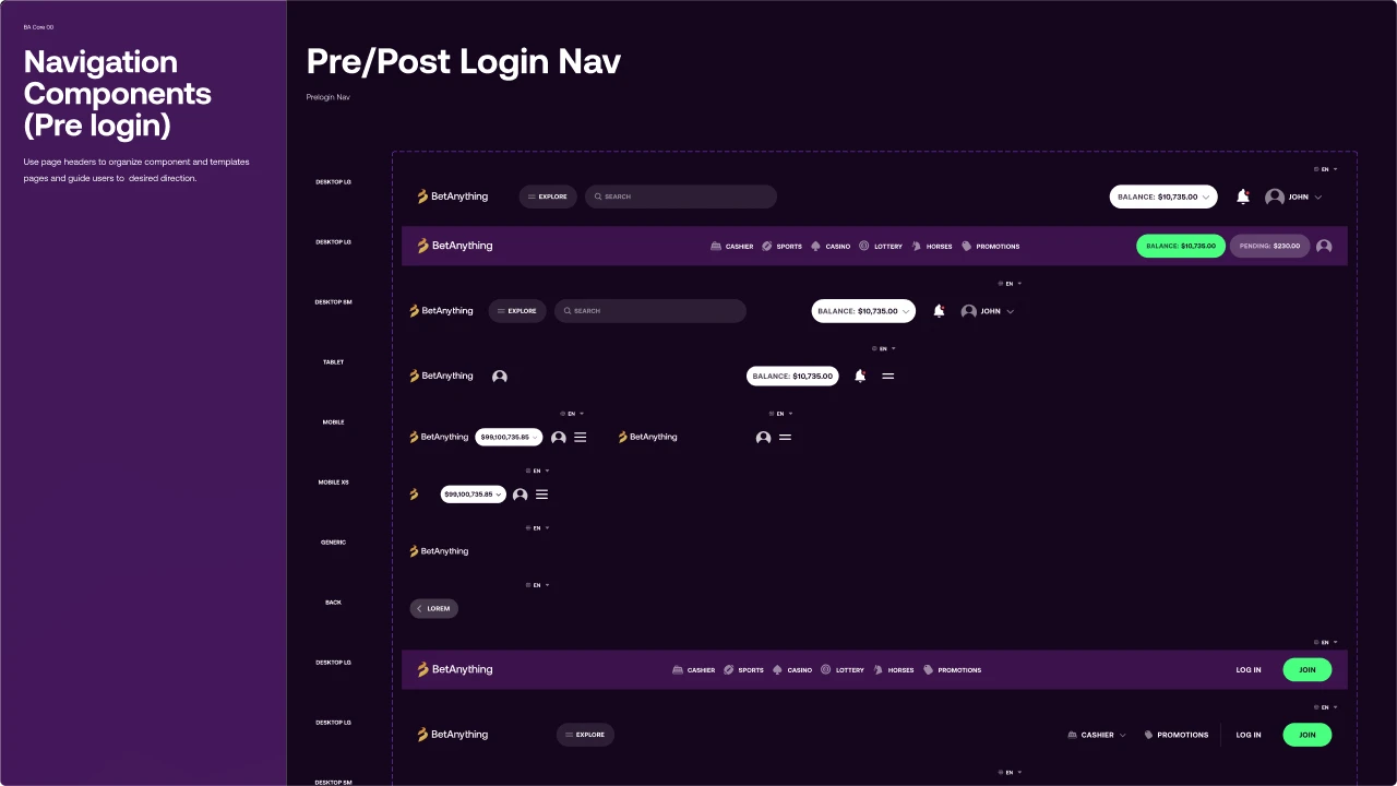 Navigation Pre/Post Login